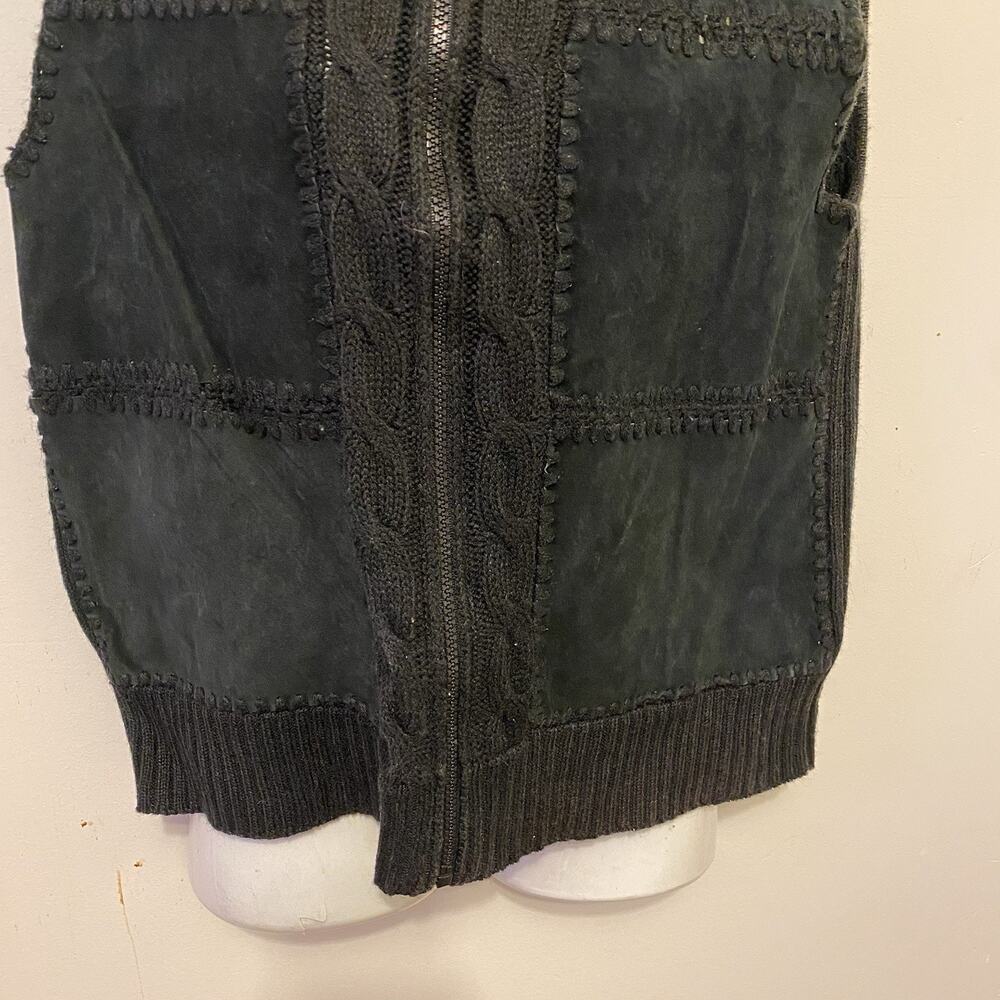 Designer Originals Studio Genuine Leather Suede Vest Women S Black Knit Western - Picture 5 of 8